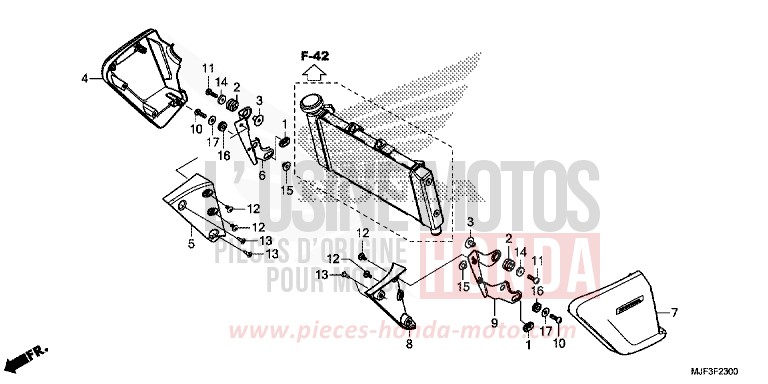 RADIATOR COVER for CTX700 ABS DARKNESS BLACK METALLIC (NH463) from 2014
